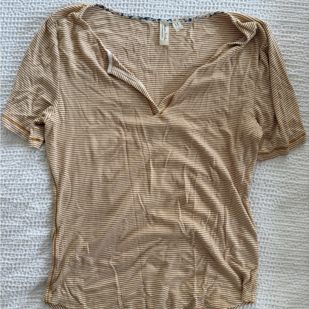 Anthropologie Striped V-Neck Tee
